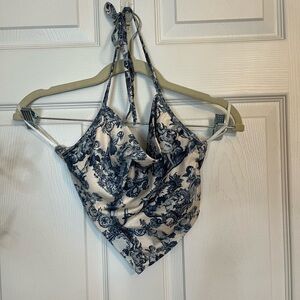 Elegant Blue and White Halter Top